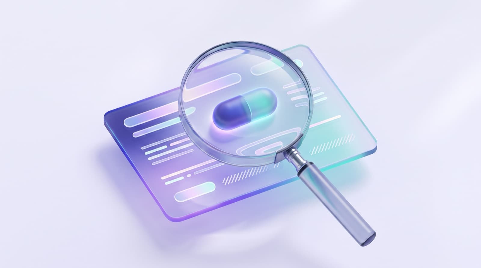 Illustration of a magnifying glass over a job posting card, enlarging a highlighted label